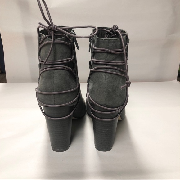 Shoe Dazzle Allie Gray Suede Peep Toe Bootie - Picture 4 of 6